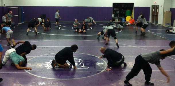 Baker Wrestling team uses Baldwin's new room.