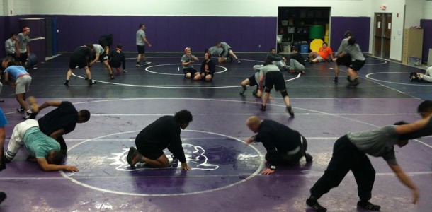 Baker Wrestling team uses Baldwins new room.