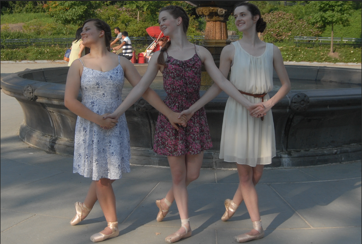 Dancers Rachel Lewis (left) Amelia Murray (center) and Emma Niehoff (right) in New York.