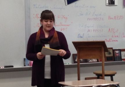 Jordan Gray is student teaching this semester for Katherine Cooks class