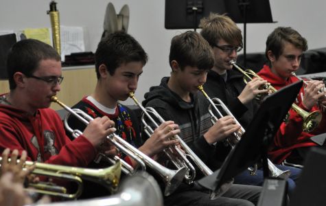 Trumpets practice in band 