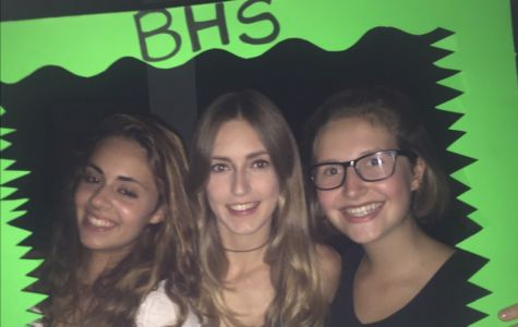 Exchange students Greta Maiellaro, Pauline Sauter, and Antonia Lang having fun at the Back to School Dance.