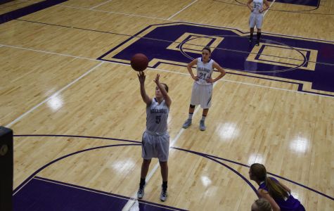 Taylor Cawley shoots a free-throw for the Baldwin Varsity girls basketball team.