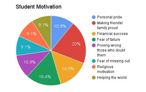 A pie chart showing what motivates students to play online games