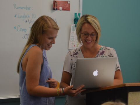 New English teacher Hailey Shoendaller (right) joined the BHS staff this year, coming from Gardner Edgerton High School.