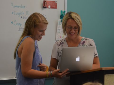 New English teacher Hailey Shoendaller (right) joined the BHS staff this year, coming from Gardner Edgerton High School.