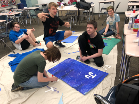 GSA members work on banners for Anti-Bullying week.