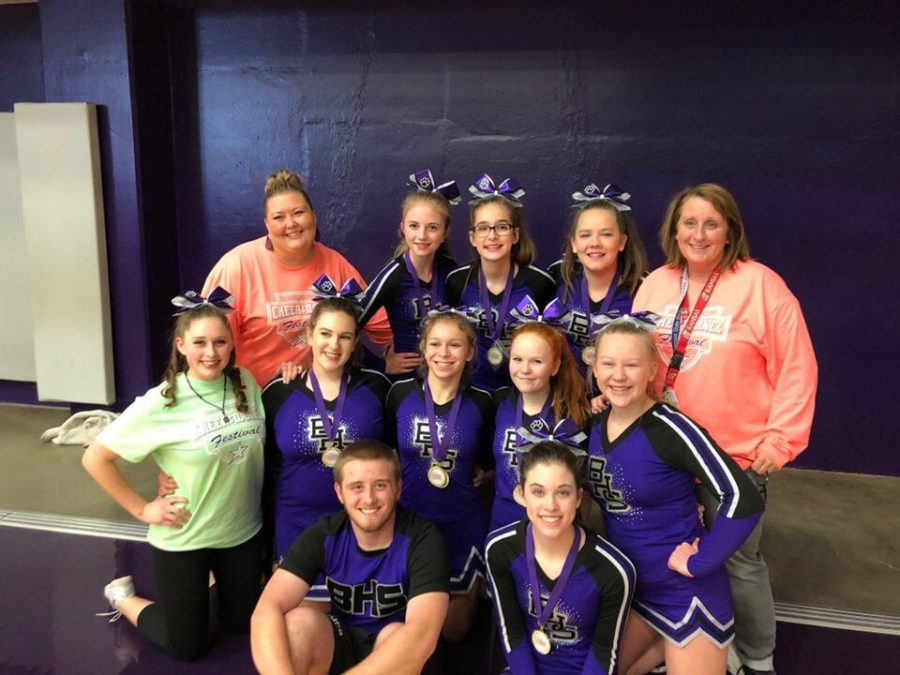 BHS cheerleaders and coaches after cheer competition.