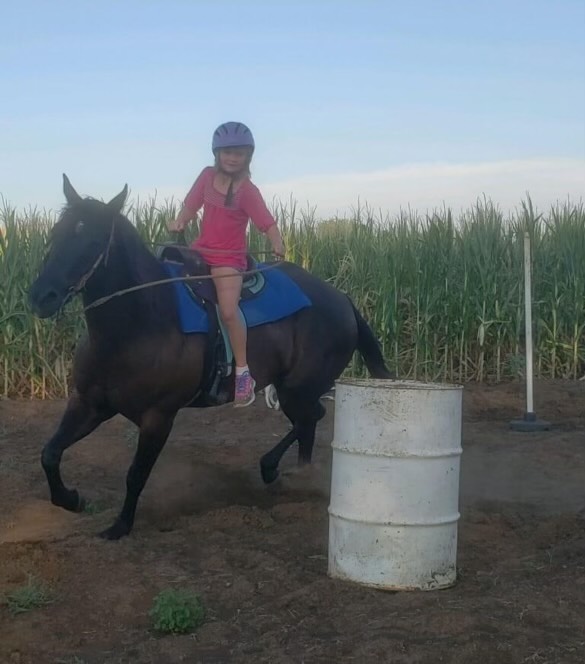 Mariska Breedlove on the first horse she ever trained 