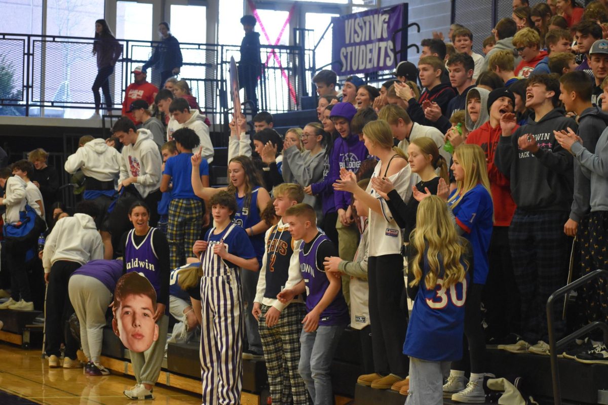 BHS student section cheering on boys basketball.